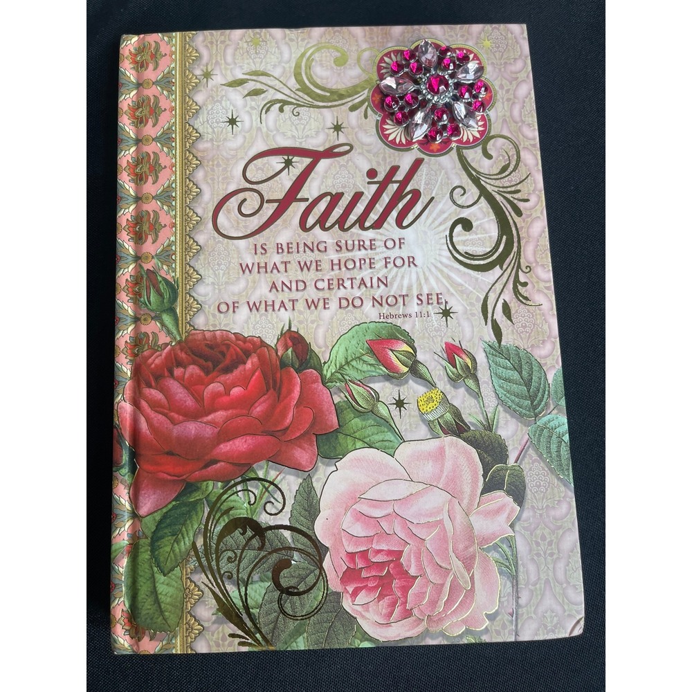 Punch Studio Faith Floral Hardcover Journal 128 Ruled Sheets Hebrews 11:1 Rose